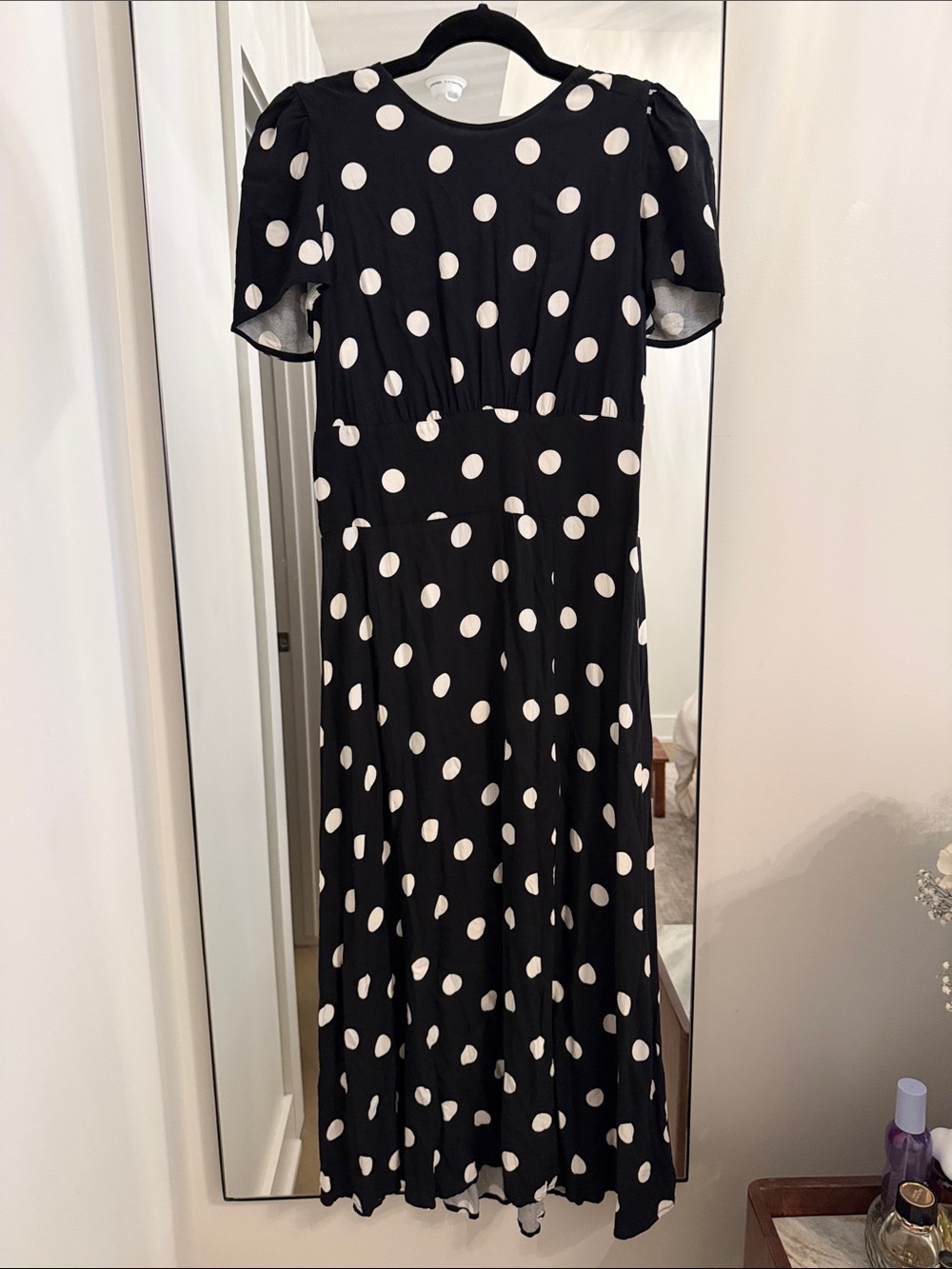 AFRM Black Maxi Dress with White Polka Dots